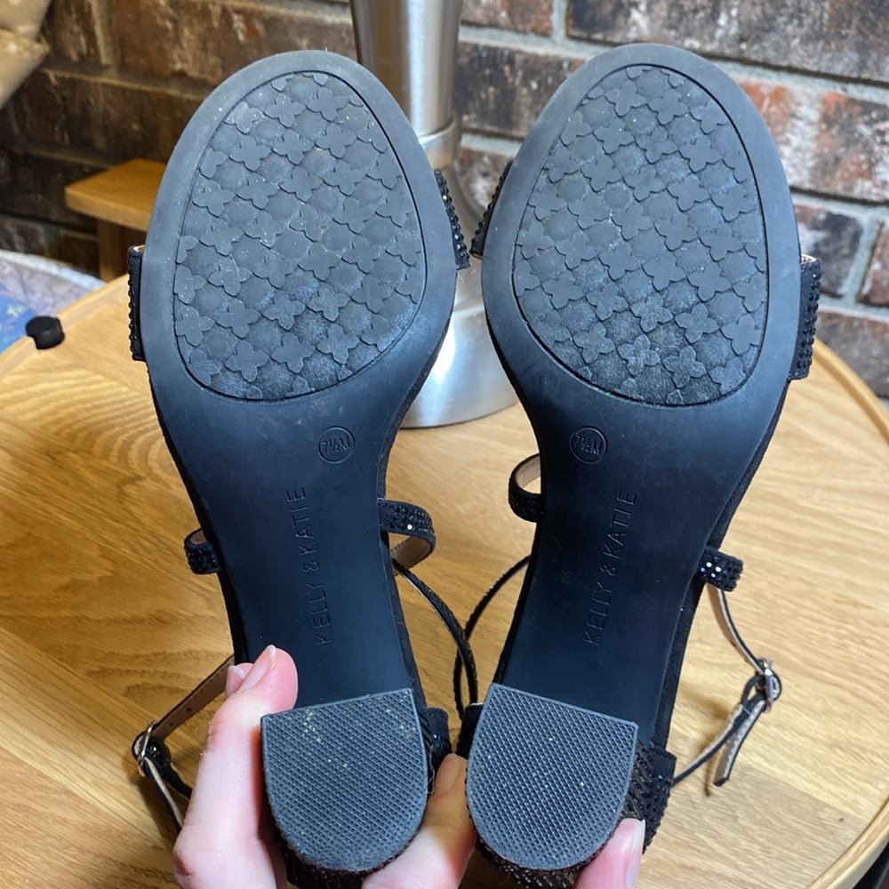 KELLY & KATIE black sequins sparkle strappy heels. Worn once. Size US 7.5. CUTE! - Picture 7 of 13